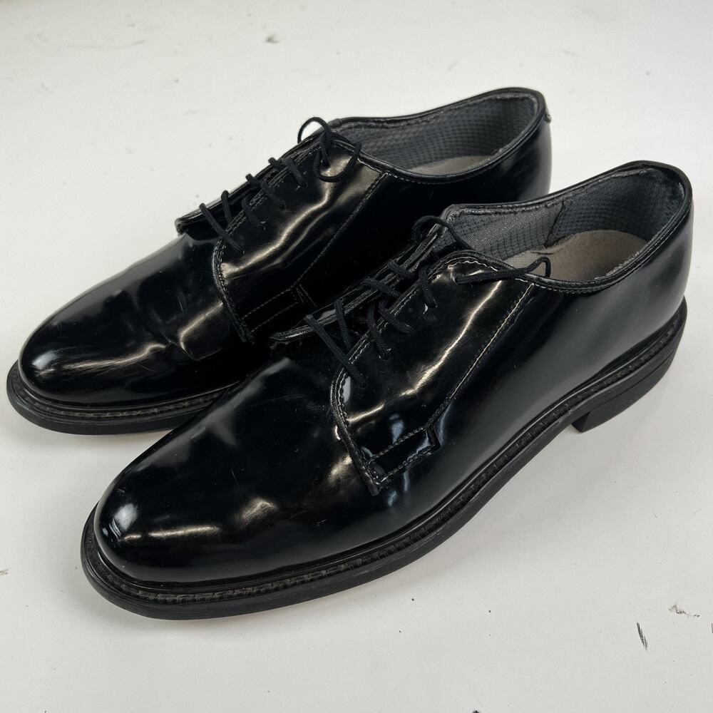 Bates Shoes Mens Size 10.5 D Oxford Dress Uniform Vibram Sole Patent Leather